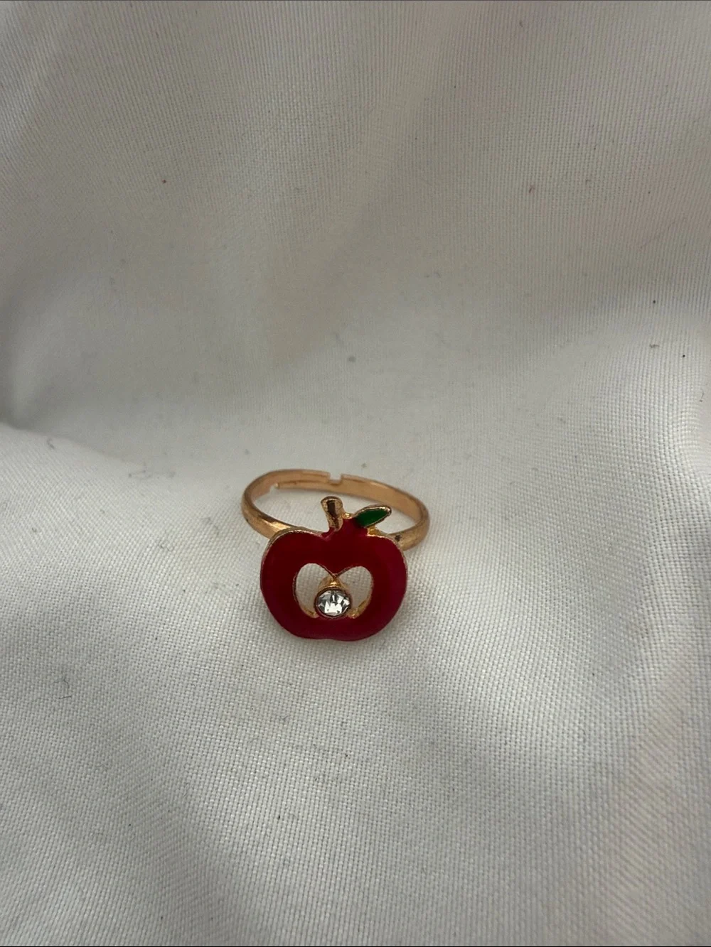 Kids Gold-Tone Enamel Fruit, animal  & Flower Ring Set - Red & Teal
